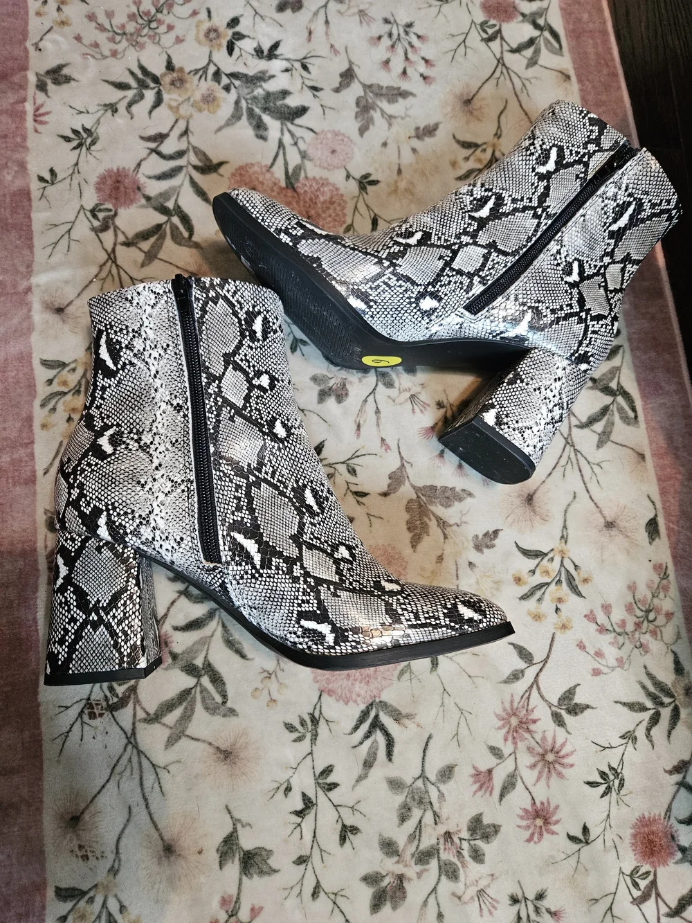 Madden Girl Snake Print Ankle Boots - Black & White